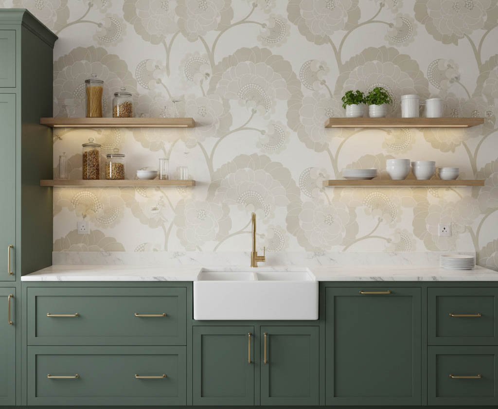 Krem Çiçek Desen Duvar Kağıdı 11036