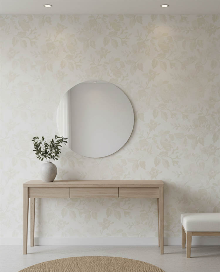 Krem Çiçek Desenli Duvar Kağıdı 2932