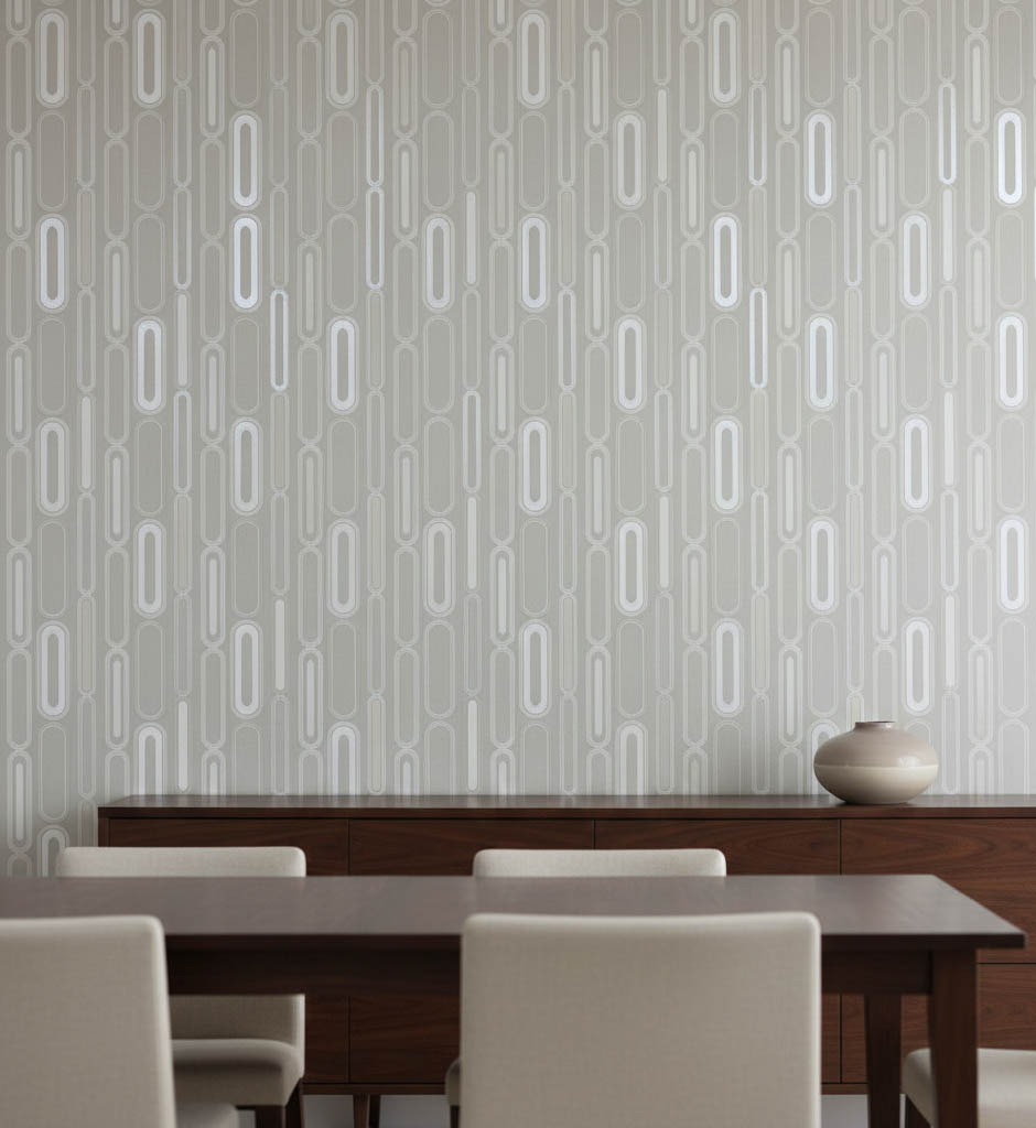 Krem Geometrik Desenli Duvar Kağıdı 111019