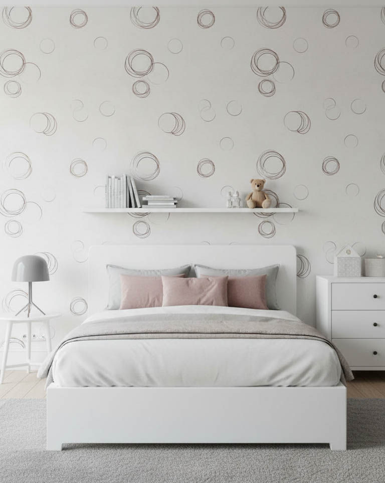 Krem Kahve Yuvarlak Desenli Ucuz Duvar Kağıdı 53626