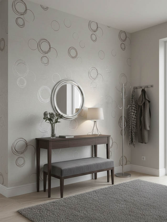 Krem Kahve Yuvarlak Desenli Ucuz Duvar Kağıdı 53626