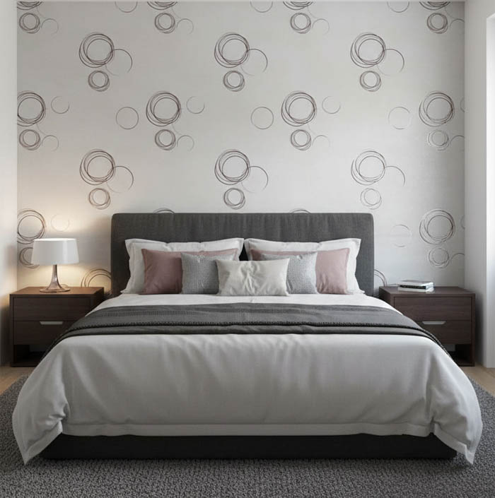 Krem Kahve Yuvarlak Desenli Ucuz Duvar Kağıdı 53626