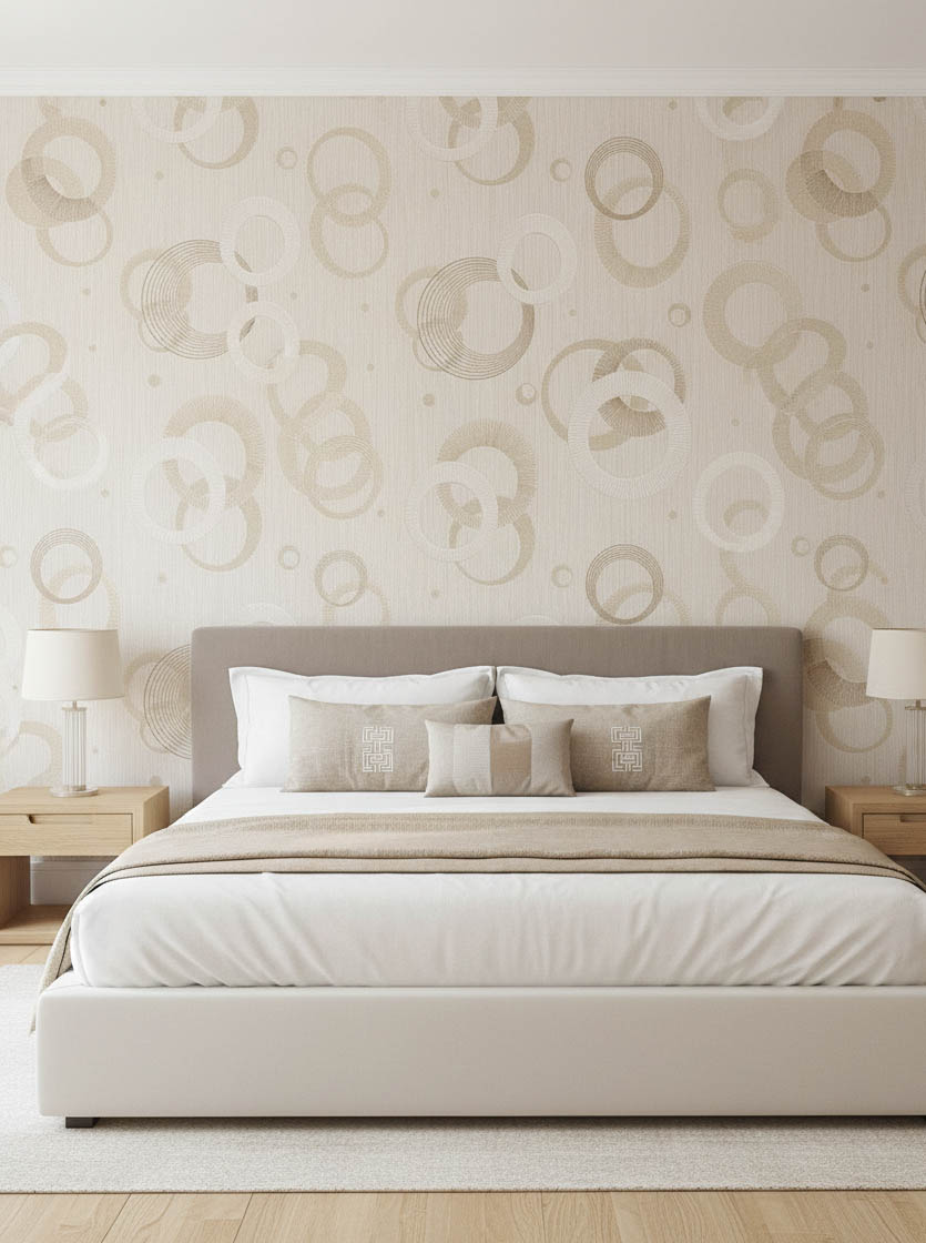 Krem Kahverengi Geometrik Desen Ucuz  Duvar Kağıdı 531602