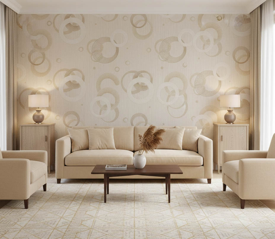 Krem Kahverengi Geometrik Desen Ucuz  Duvar Kağıdı 531602