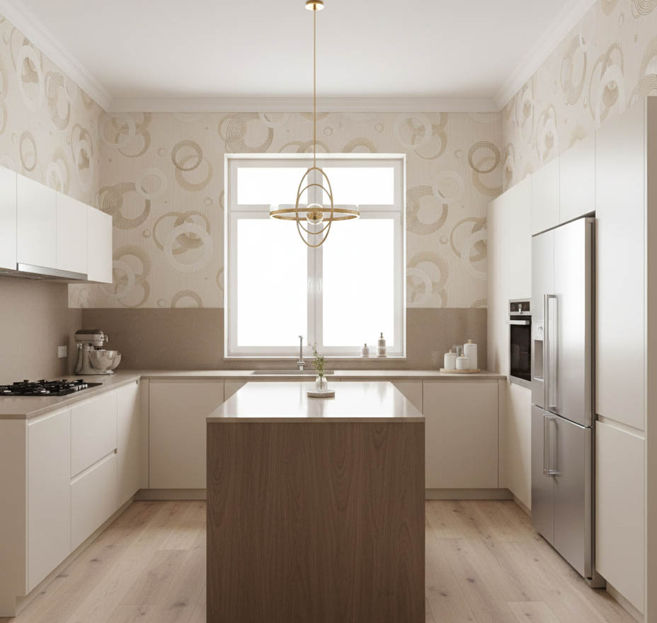 Krem Kahverengi Geometrik Desen Ucuz  Duvar Kağıdı 531602