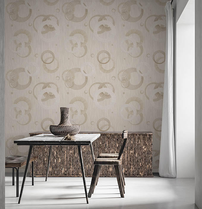 Krem Kahverengi Geometrik Desen Ucuz  Duvar Kağıdı 531602