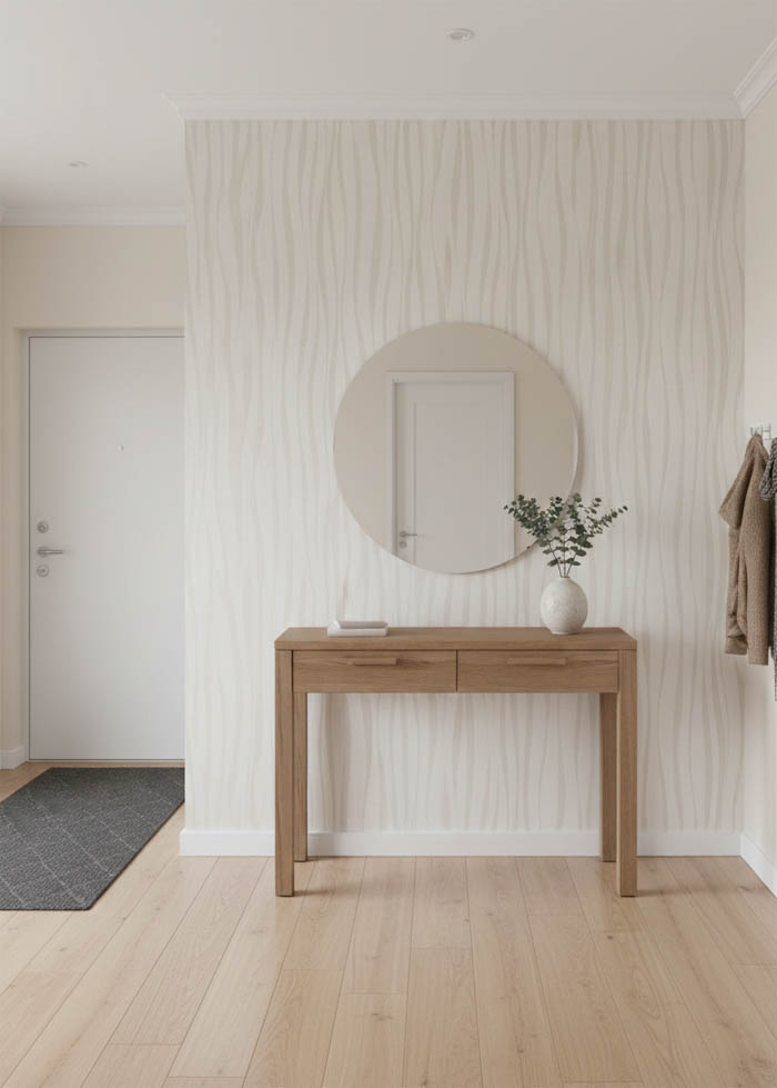 Krem Kendinden Dikey Dalga Model 16 M2 Duvar Kağıdı 391762