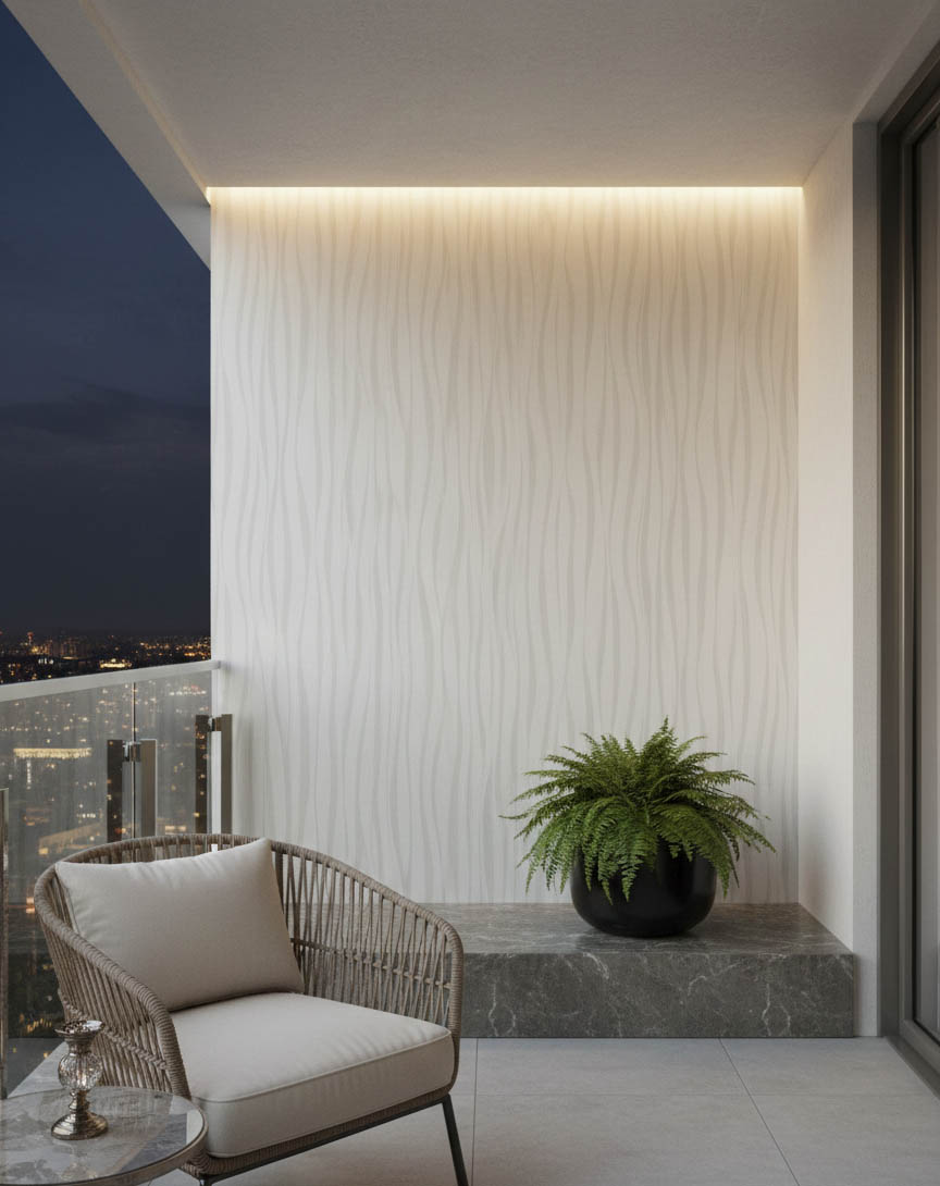 Krem Kendinden Dikey Dalga Model 16 M2 Duvar Kağıdı 391762