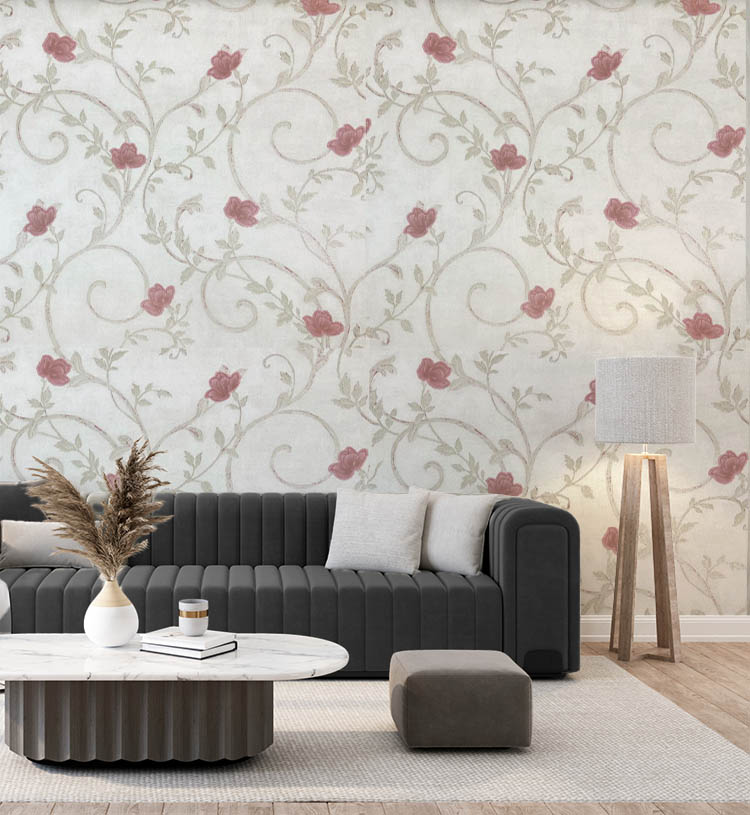 Krem Pembe Çiçek 16 M2 Duvar Kağıdı 92175