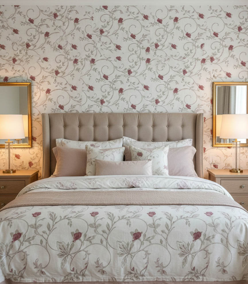 Krem Pembe Çiçek 16 M2 Duvar Kağıdı 92175