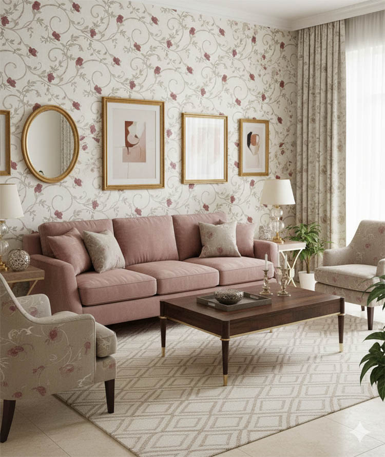 Krem Pembe Çiçek 16 M2 Duvar Kağıdı 92175