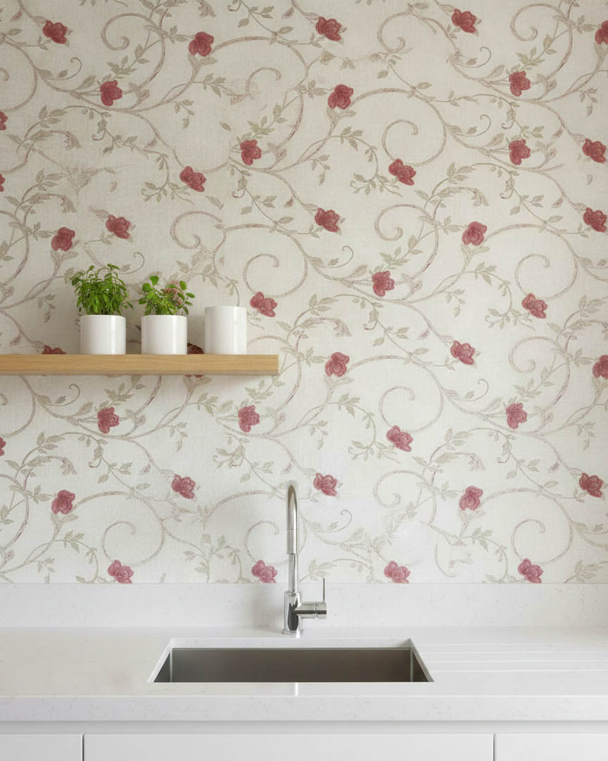 Krem Pembe Çiçek 16 M2 Duvar Kağıdı 92175