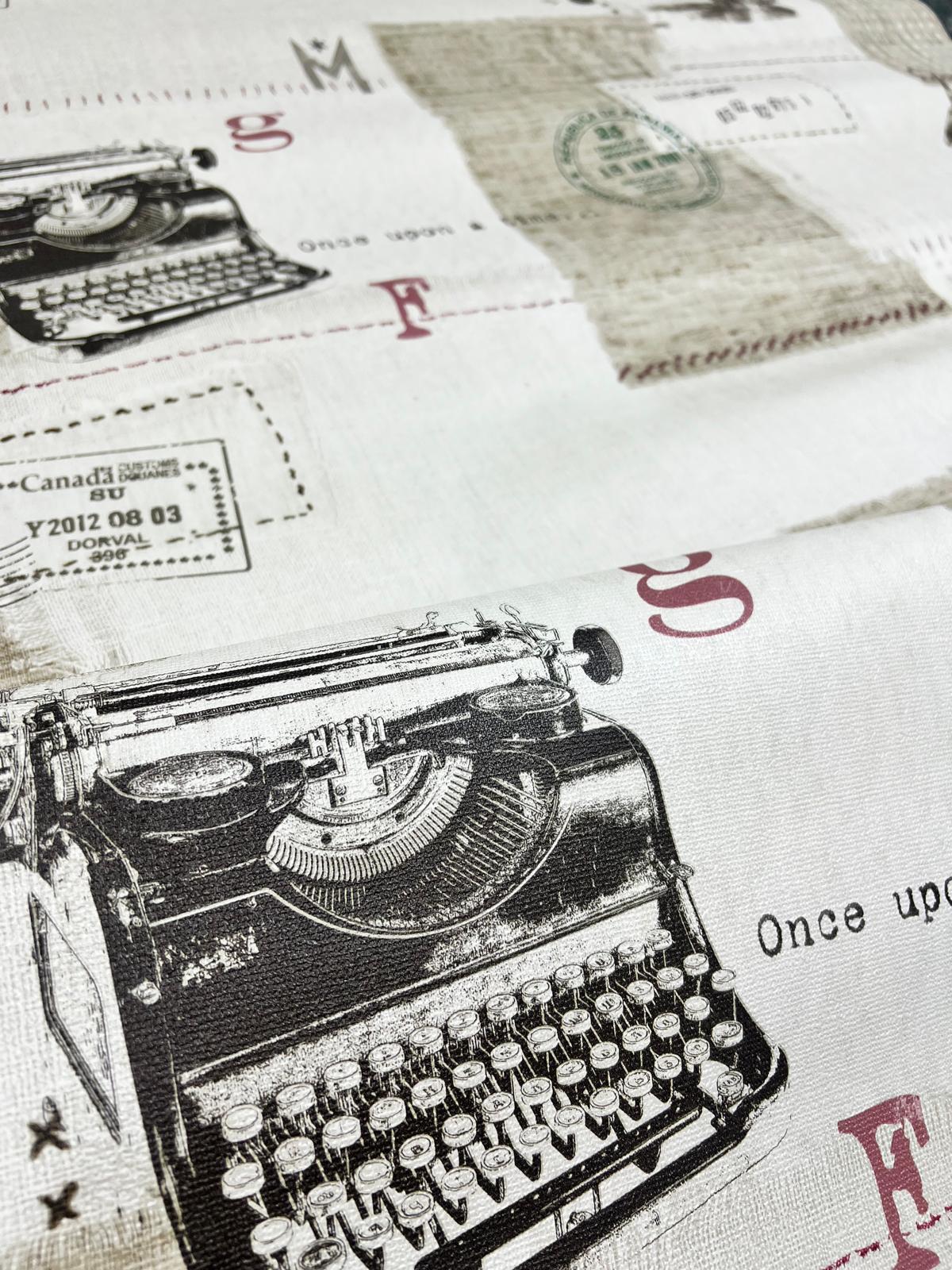 Krem Retro Daktilo ve Posta Desenleri 16 M2 Duvar Kağıdı