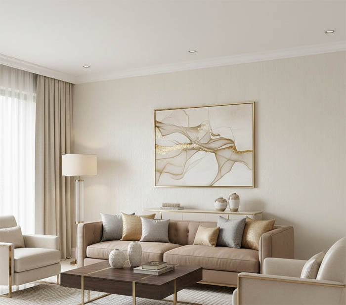 Krem Saten Dokulu Ucuz Duvar Kağıdı 505849