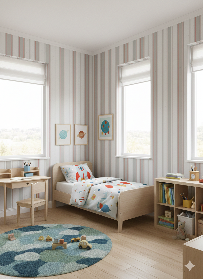 Krem Turuncu Çizgi Desen Ucuz Duvar Kağıdı 53727