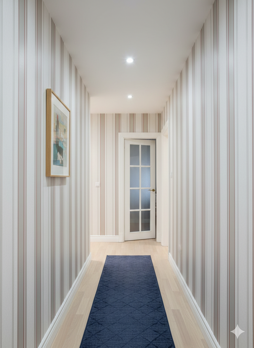 Krem Turuncu Çizgi Desen Ucuz Duvar Kağıdı 53727