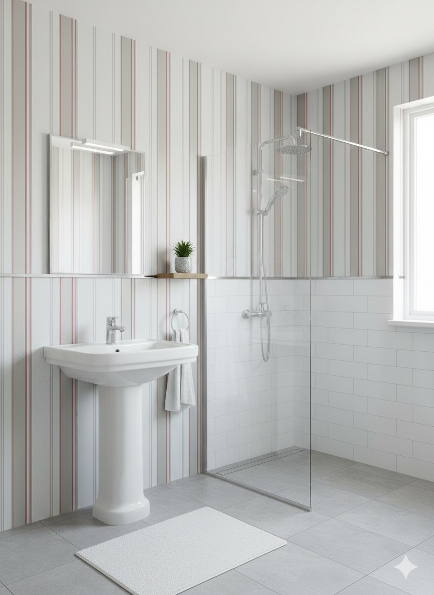 Krem Turuncu Çizgi Desen Ucuz Duvar Kağıdı 53727