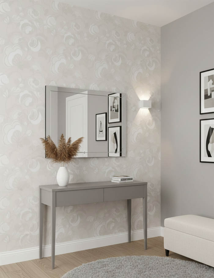 Krem Zemin Beyaz Çiçek Duvar Kağıdı 111033