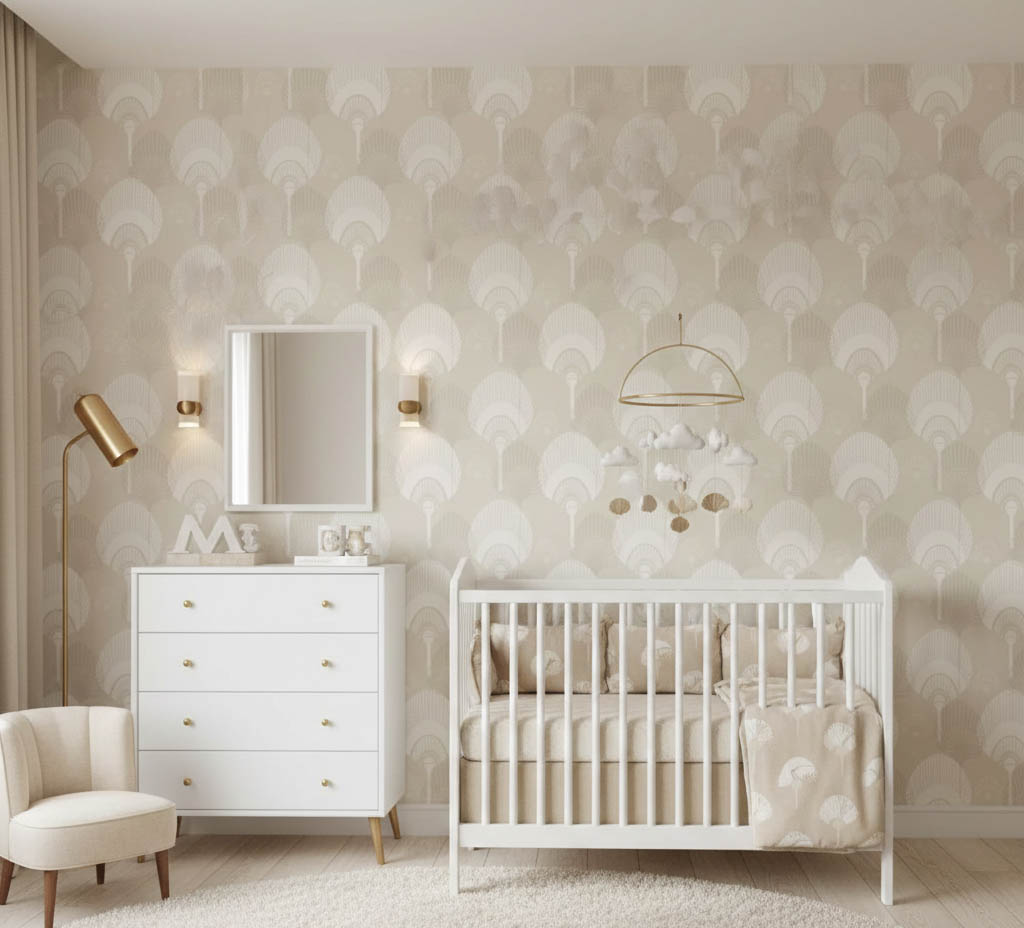 Krem Zemin Çiçek Tasarım Duvar Kağıdı 111029