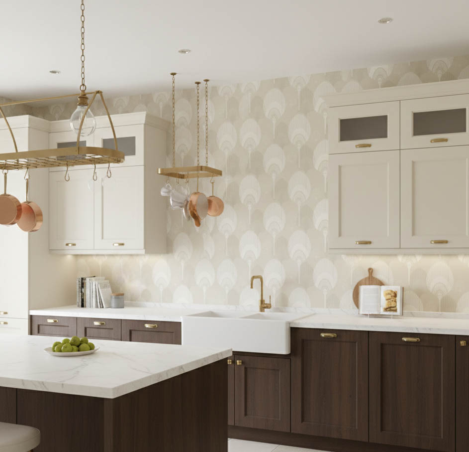 Krem Zemin Çiçek Tasarım Duvar Kağıdı 111029