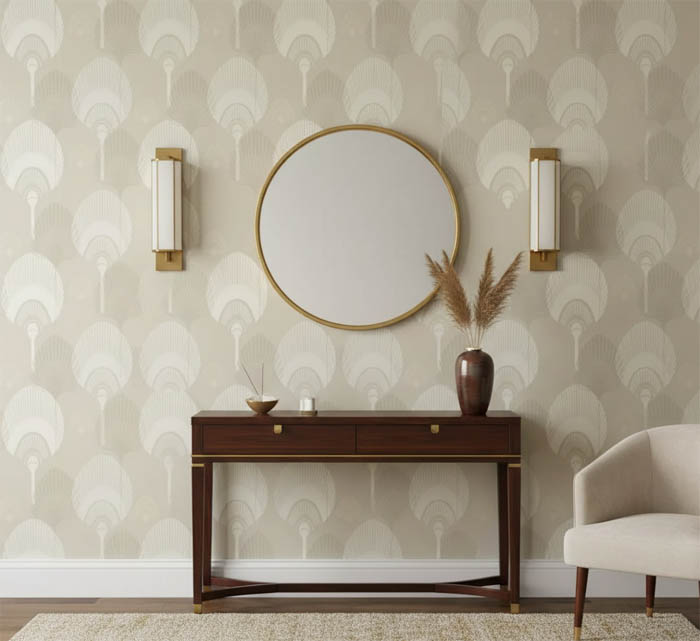 Krem Zemin Çiçek Tasarım Duvar Kağıdı 111029