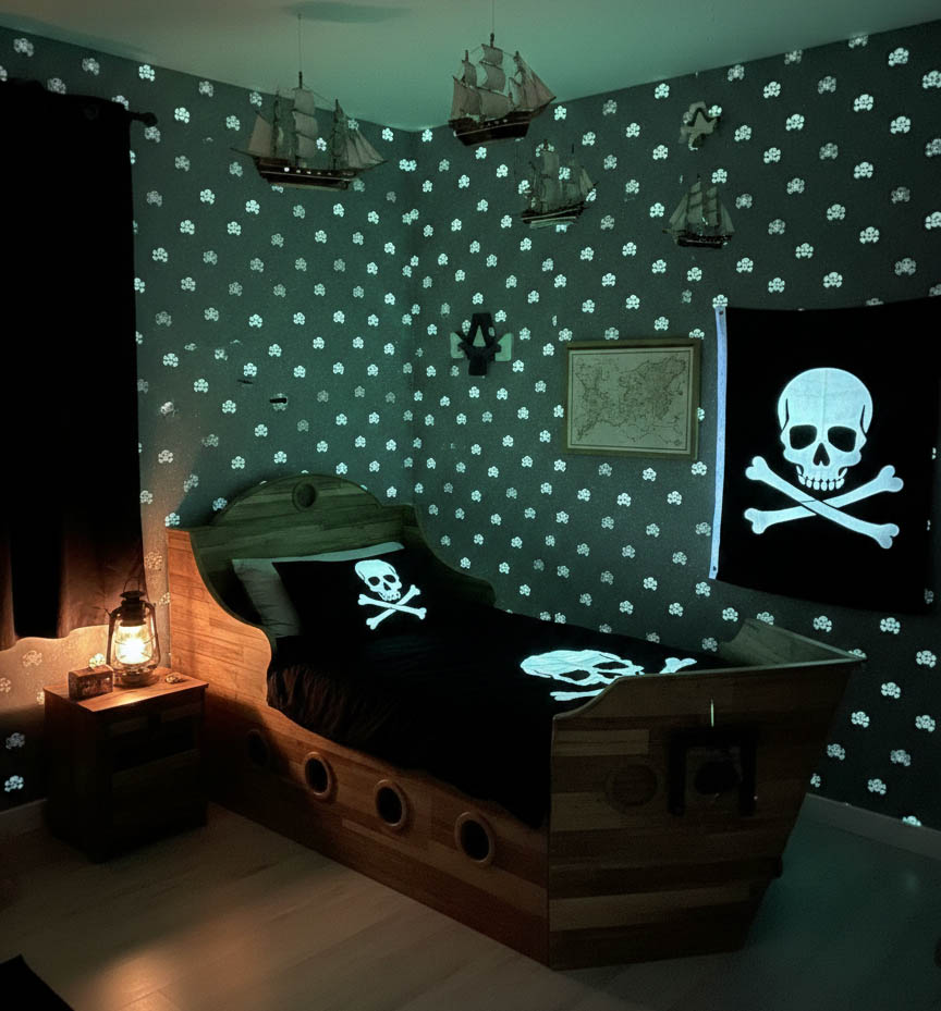 Kurukafa Desen Çocuk Odası Duvar Kağıdı Neon Duvar Kağıdı 