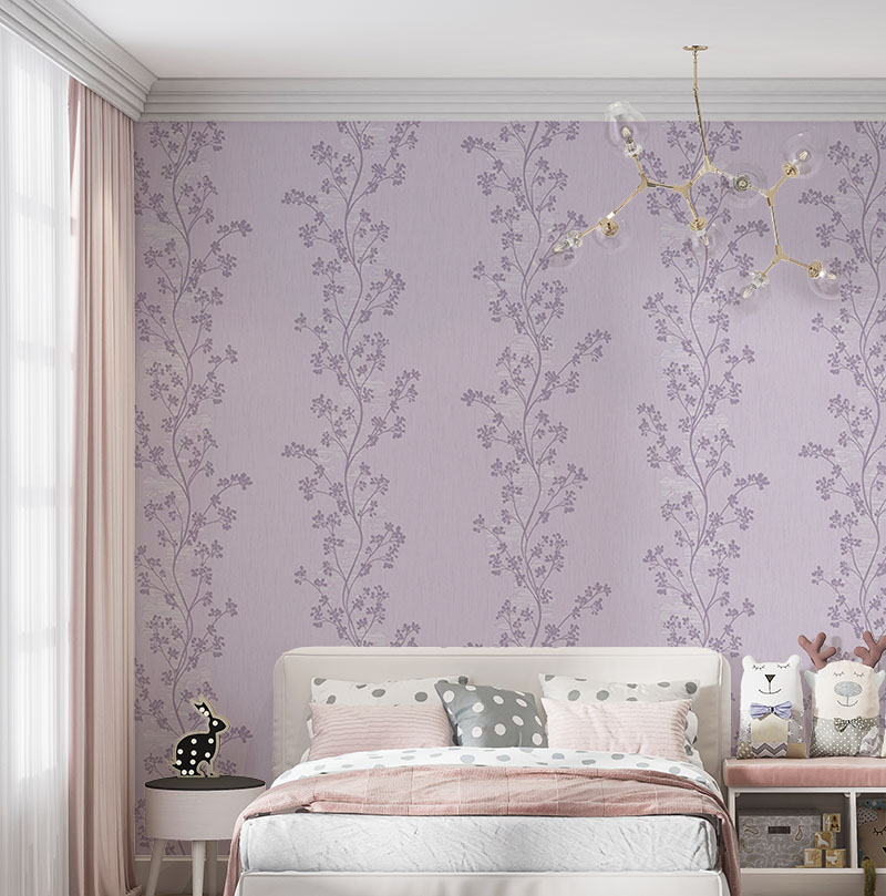 Lila Çiçek Desen 16 M2 Duvar Kağıdı 771023