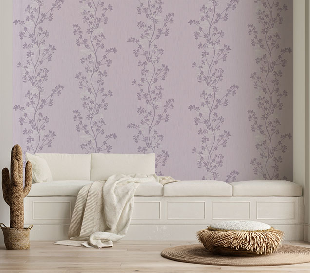 Lila Çiçek Desen 16 M2 Duvar Kağıdı 771023