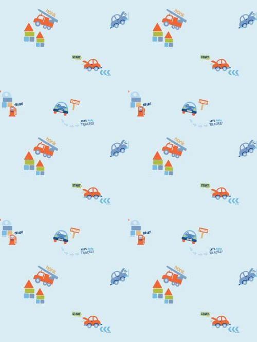 Mavi Arabalı Çocuk Odası 16 M2 Duvar Kağıdı 10232