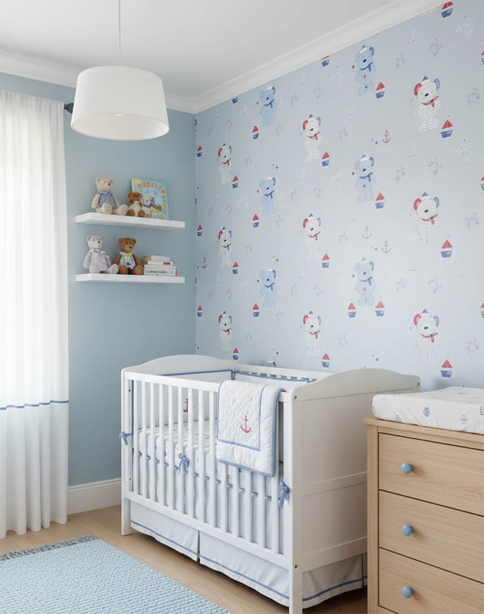 Mavi Ayıcıklı Çocuk Odası 16 M2 Duvar Kağıdı 3007-1