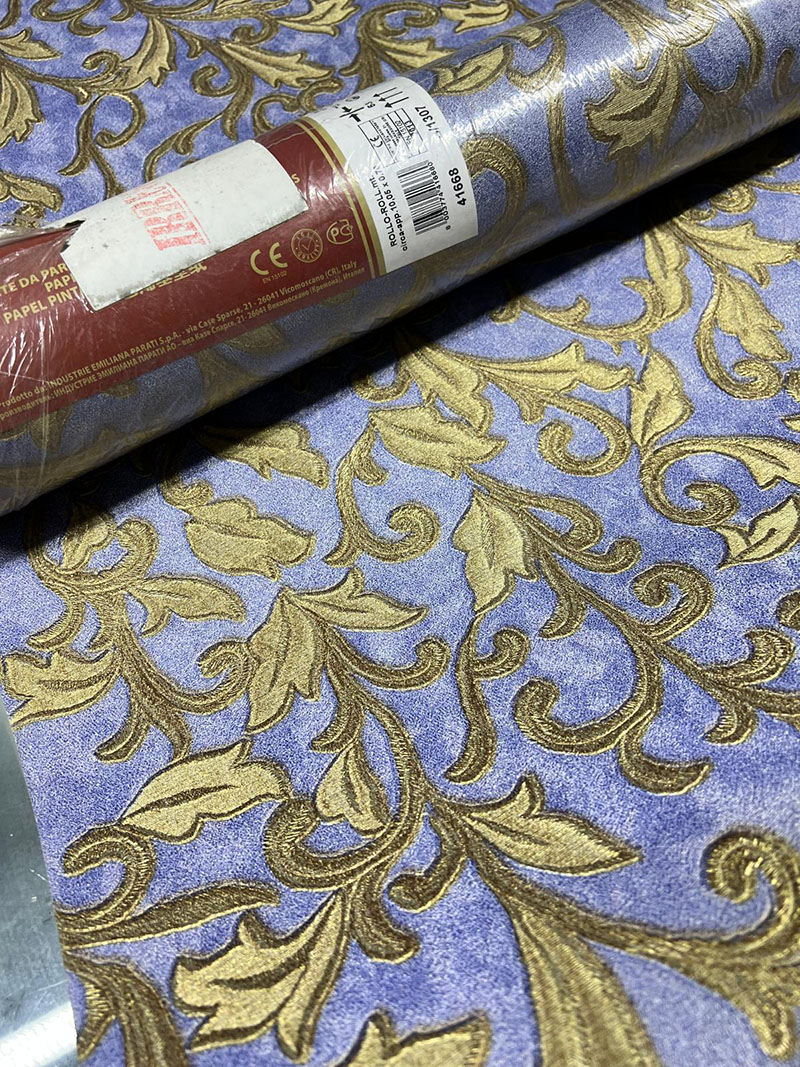 Mavi Gold Damks Desen İtalyan Duvar Kağıdı 41668
