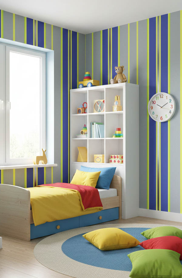 Mavi Yeşil Fosforlu Şerit Ucuz Duvar Kağıdı 78238