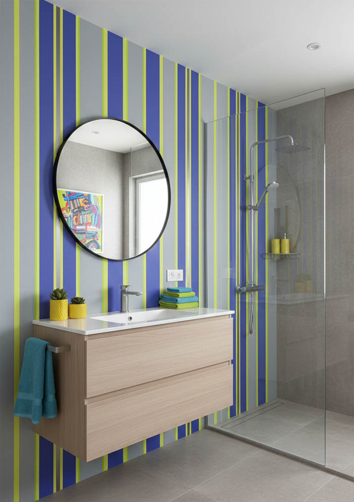 Mavi Yeşil Fosforlu Şerit Ucuz Duvar Kağıdı 78238