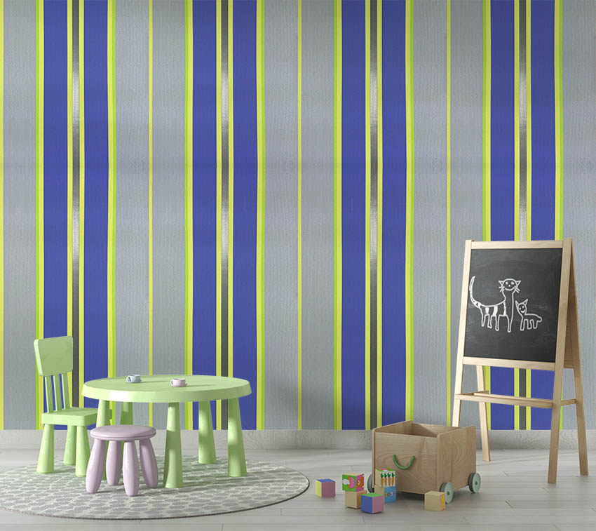 Mavi Yeşil Fosforlu Şerit Ucuz Duvar Kağıdı 78238