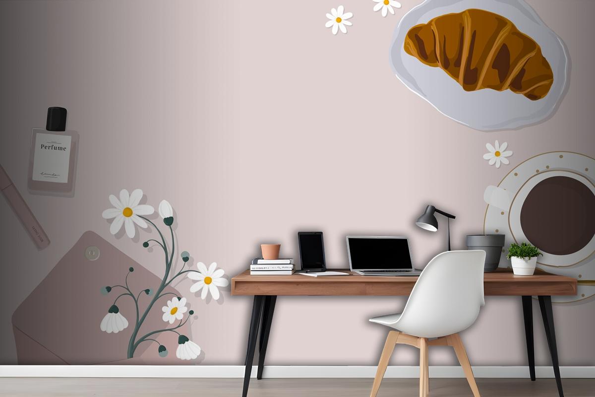 Fransız Cafe Arka Plan Kadın Yaşam Tarzı Ofis Duvar Kağıdı