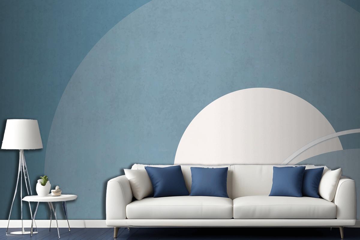 Retro Renkli Ay Manzarası Minimalist Vintage Poster Tarzı Oturma Odası Duvar Kağıdı Duvar