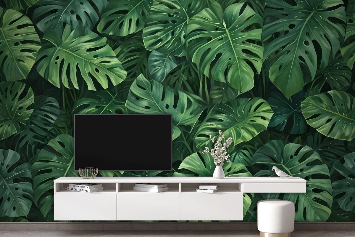 Yeşil Tropikal Yapraklar Duvar Kağıdı