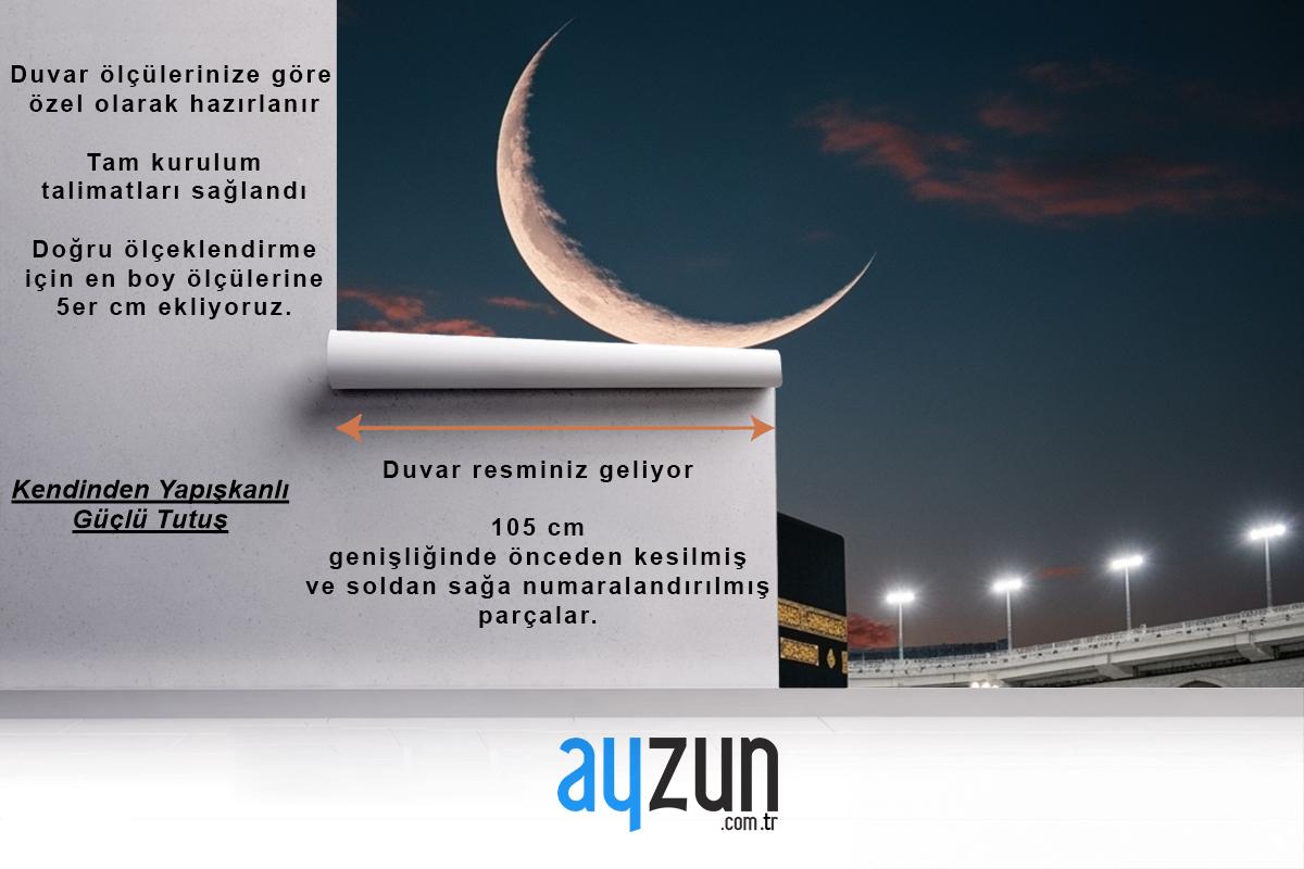Mekke Kabe Gece Hilal Duvar Kağıdı
