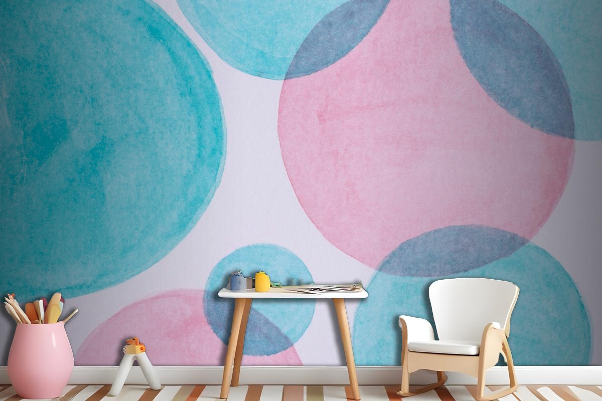 Üstten Görünüm Kağıt Çocuk Odası Duvar Kağıdı Duvar Üzerine Suluboya Boya