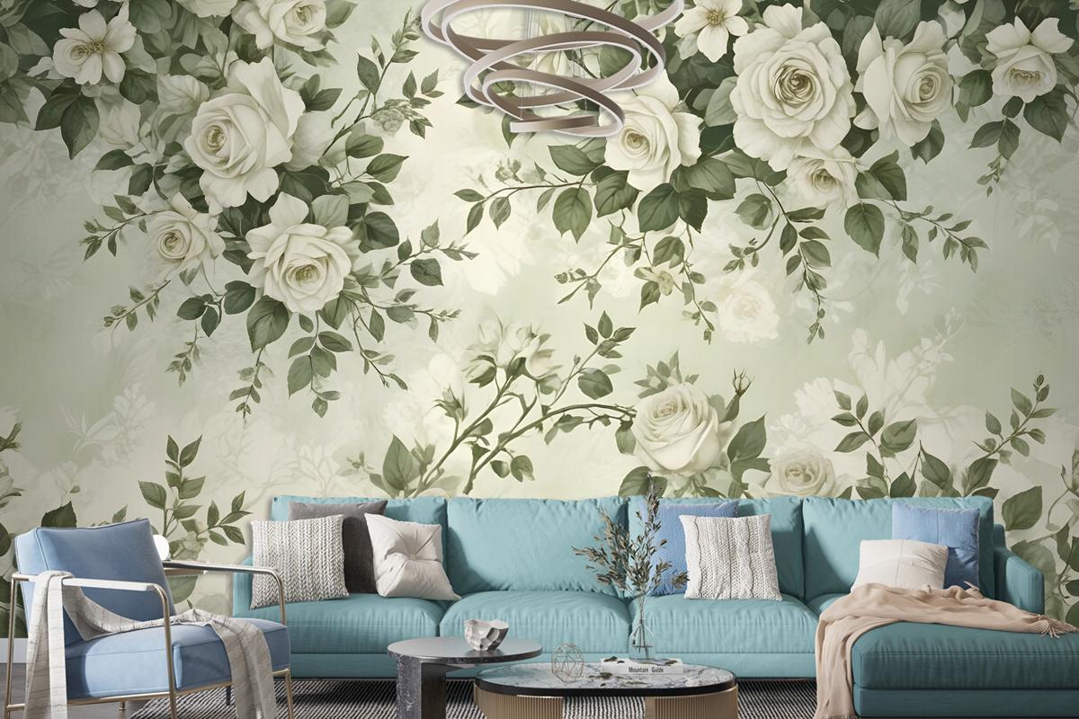 Vintage Gül Çiçek Duvar Kağıdı 