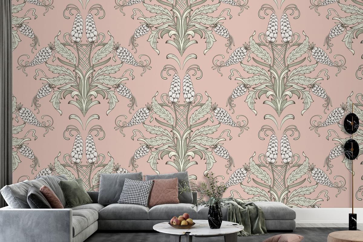 Damask Dikişsiz Kabartma Desen Duvar Kağıdı