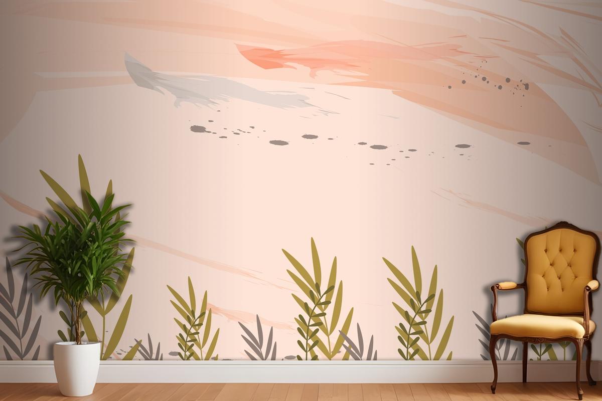 Suluboya Renkli Çiçek Arka Plan Yatak Odası Duvar Kağıdı