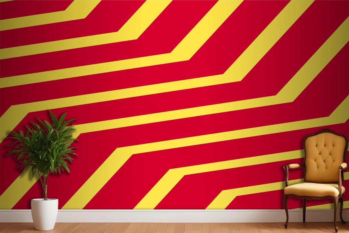Renkli Yarı Ton Geçişleri Geometrik Desen Sarı Kırmızı Duvar Kağıdı