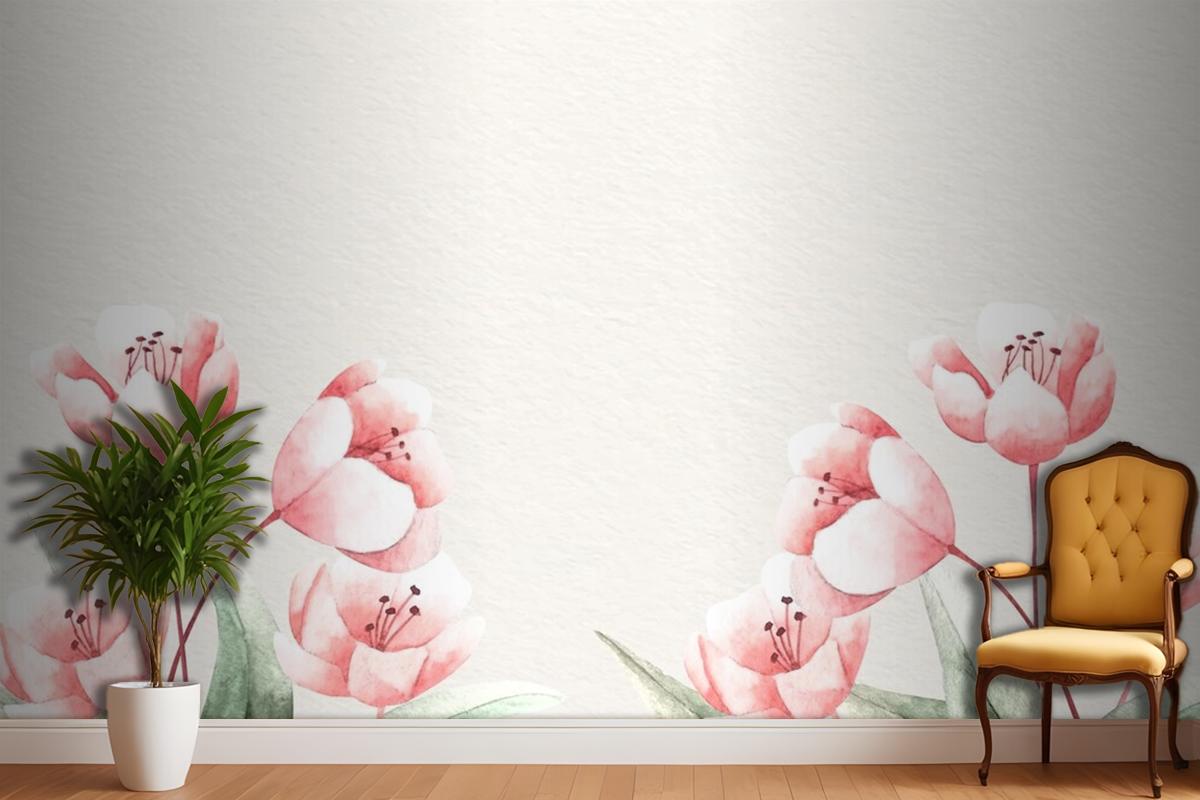 Yumuşak Renklerle Suluboya Çiçek Arka Plan Duvar Kağıdı