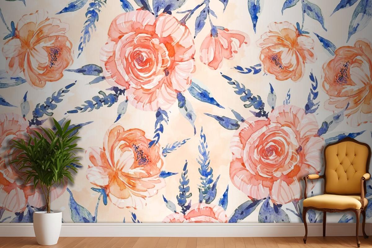 Yumuşak Renklerle Suluboya Çiçek Arka Plan Duvar Kağıdı