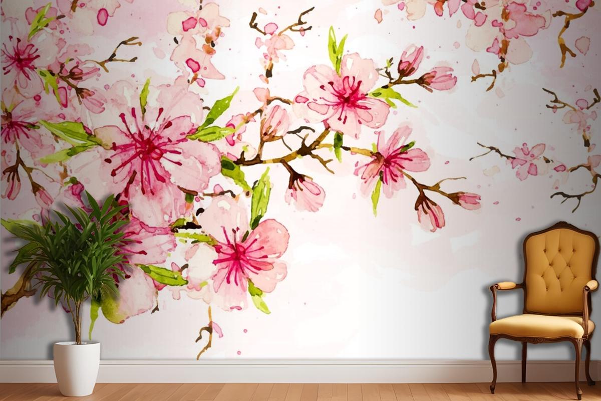 Suluboya Çiçek Arka Plan Duvar Kağıdı 