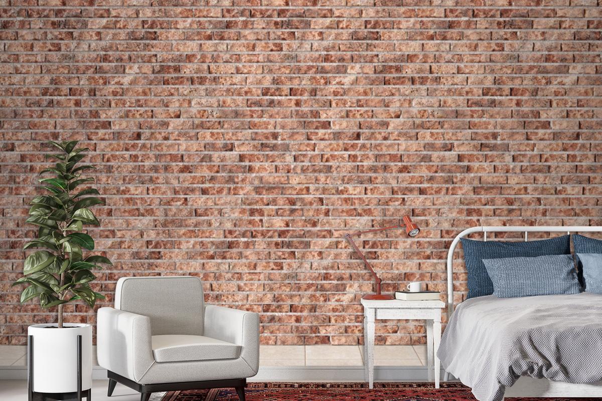Kırmızı Tuğla Duvar Ve Ahşap Zeminli 3 Boyutlu Duvar Kağıdı