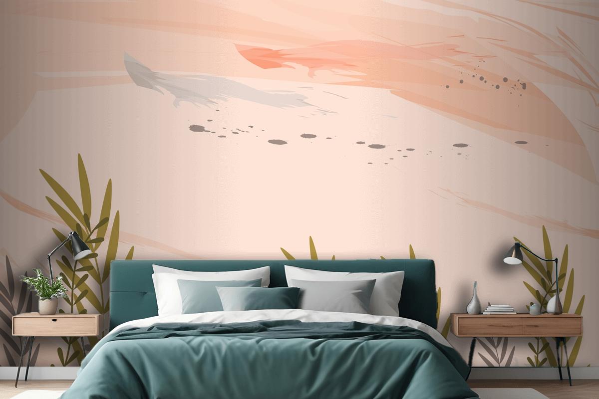 Suluboya Renkli Çiçek Arka Plan Yatak Odası Duvar Kağıdı