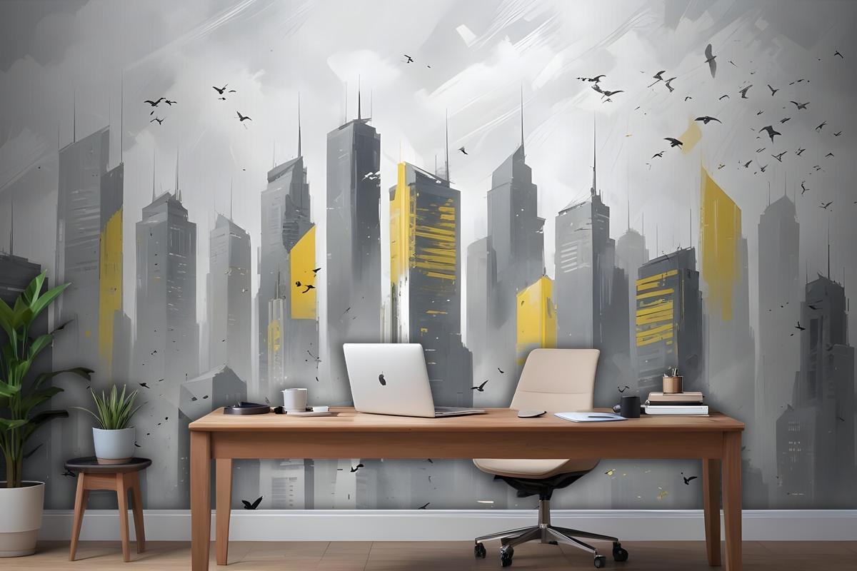 Şehir Manzarası Sarı Şehir Işık Duvar Kağıdı 