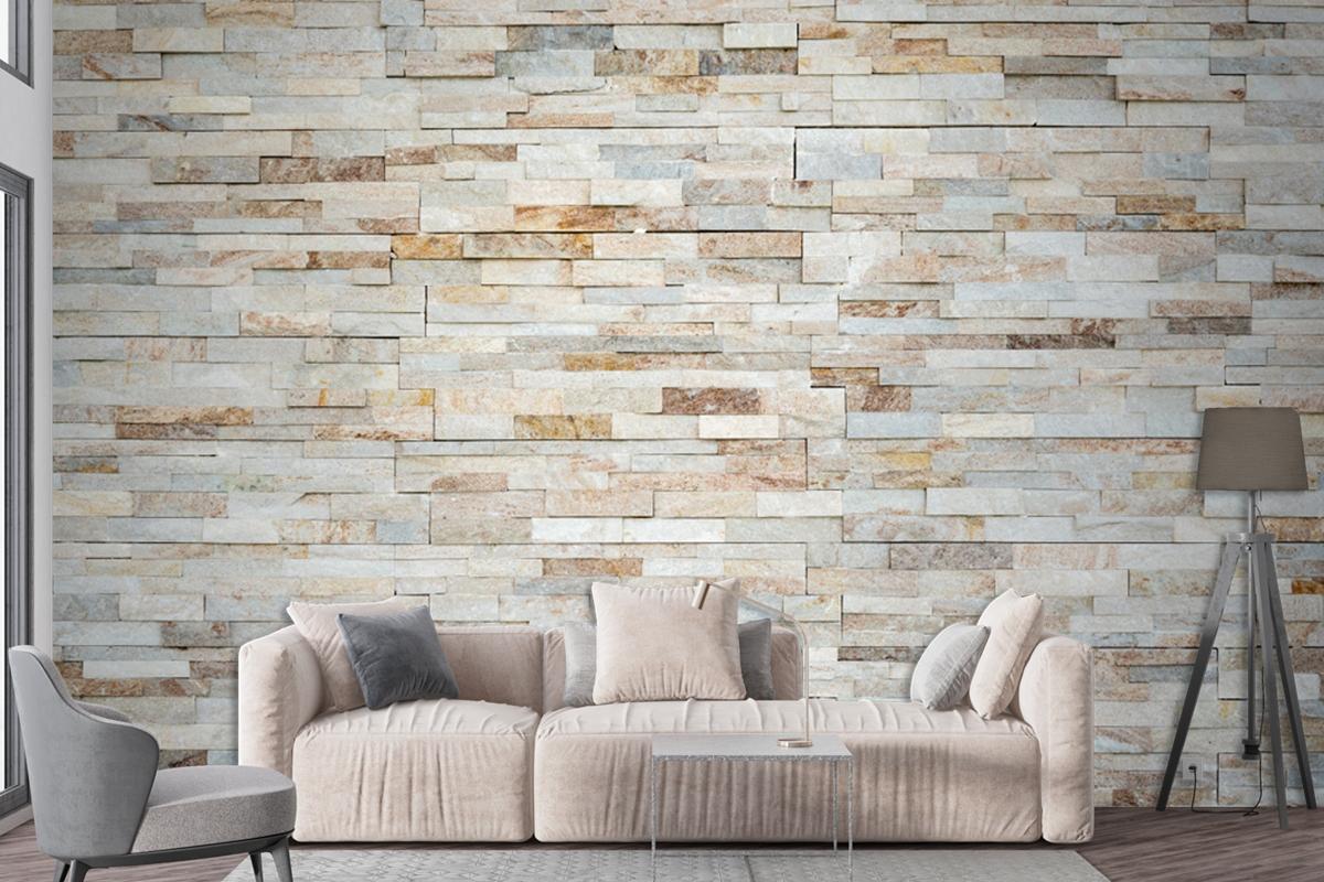 Küçük Tuğlalar Açık Taş Desen Duvar Kağıdı